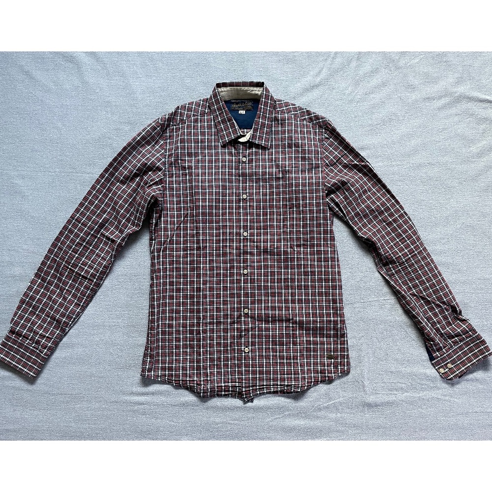 Men's Scotch & Soda Red & Black Check Casual Button-Up Shirt, size Medium